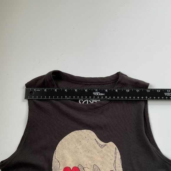 Chaser Love Skull Tank Top Sz S Brown E-Girl Grunge Rocker Punk Concert Hearts - Picture 7 of 7
